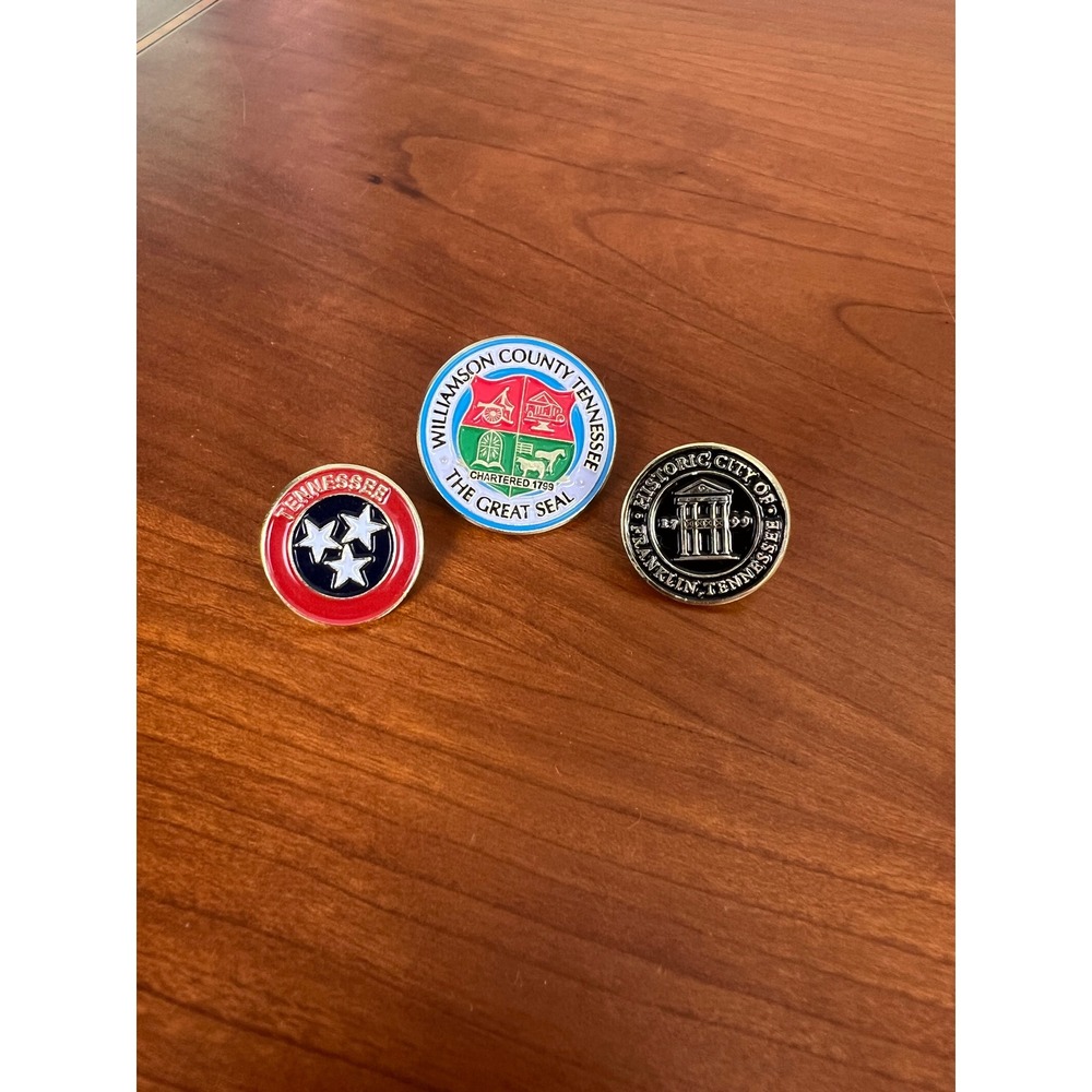 Tennessee Lapel Pin Set Williamson County Great Seal Historic Franklin 3 Piece